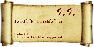 Izsák Izidóra névjegykártya